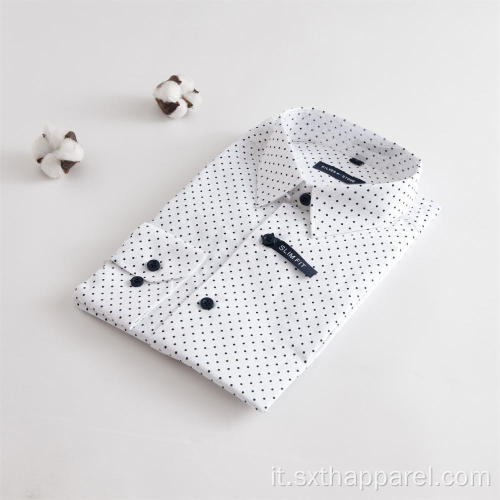 Camicia formale da uomo stampata a pois manica lunga